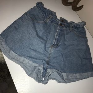 Forever 21 High Waisted Elastic Denim Shorts